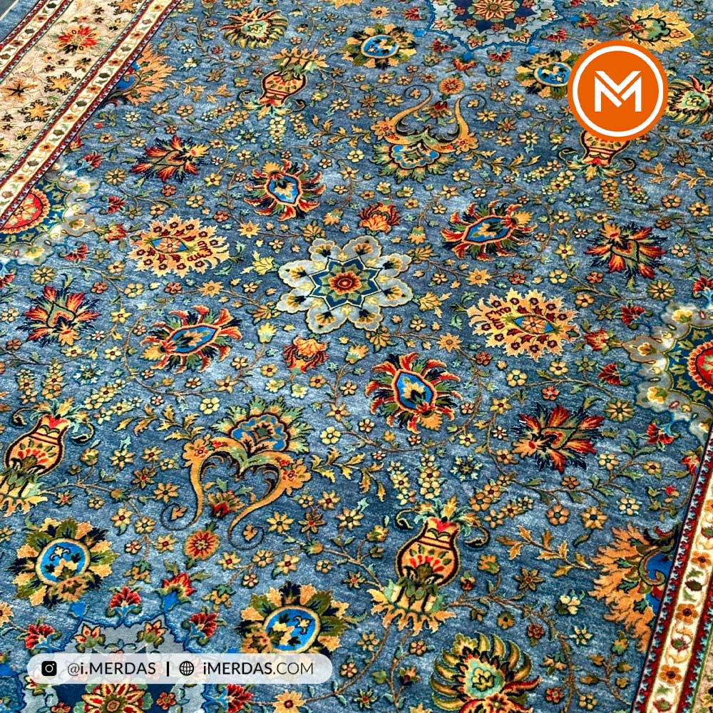 فرش کهنه نما کد 25CS0360 زمینه طوسی